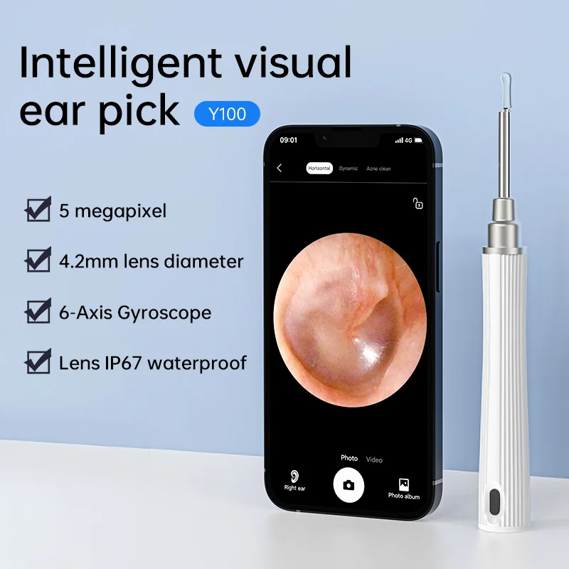 Wireless WiFi Earpick Otoscope Visual Ear Sticks Visible Ear Spoon Smart Luminous Mini Camera Ear Wax Removal Visual Mouth Nose