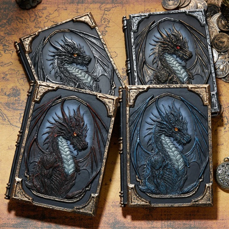 New Retro 3D Dragon Notebook Diary Relief Writing Notebook Handmade Resin Cover Student Diary Gift Office Supplies