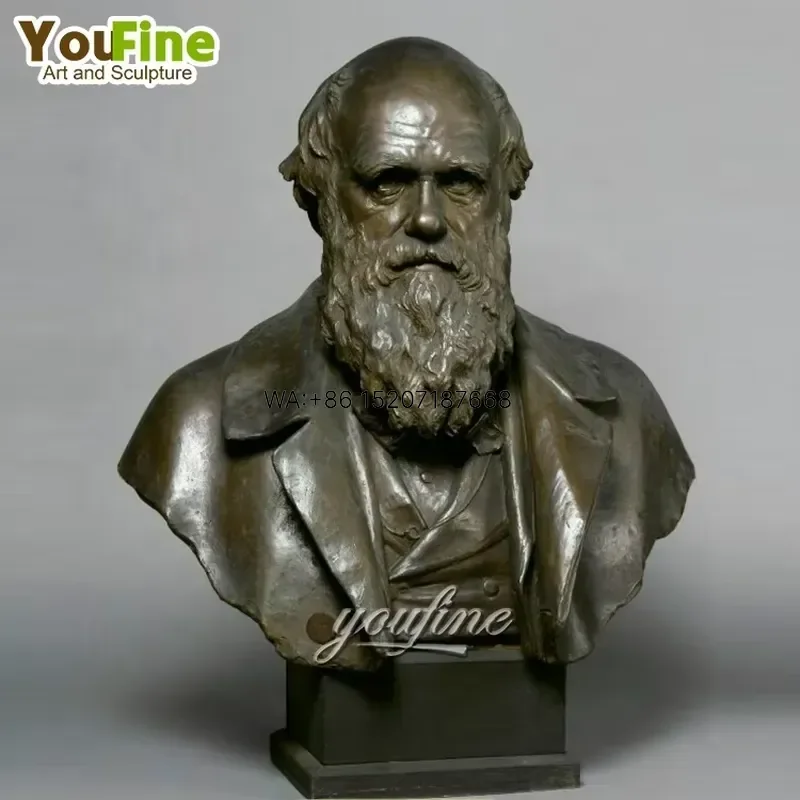 Wmwmnu for YOUFINE Custom Casting Bronze Charles Darwin Bust Statue for Sale