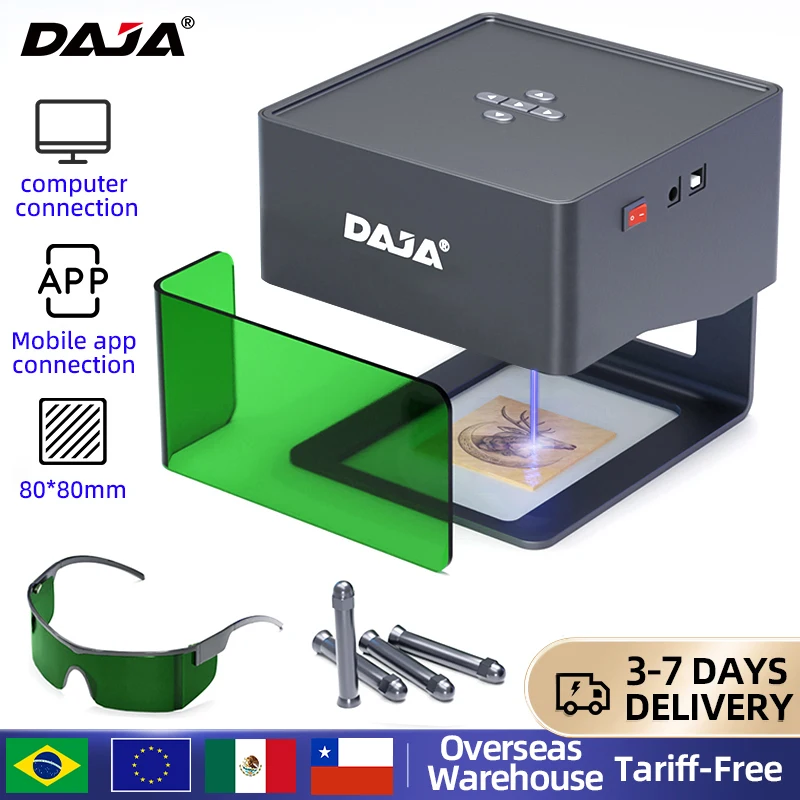 DAJA Grawer laserowy CNC Diy DJ6 Maszyna do grawerowania laserowego 3000mw Szybka mini drukarka do znakowania logo Obcinarka do drewna Drewno Plastik Szkło