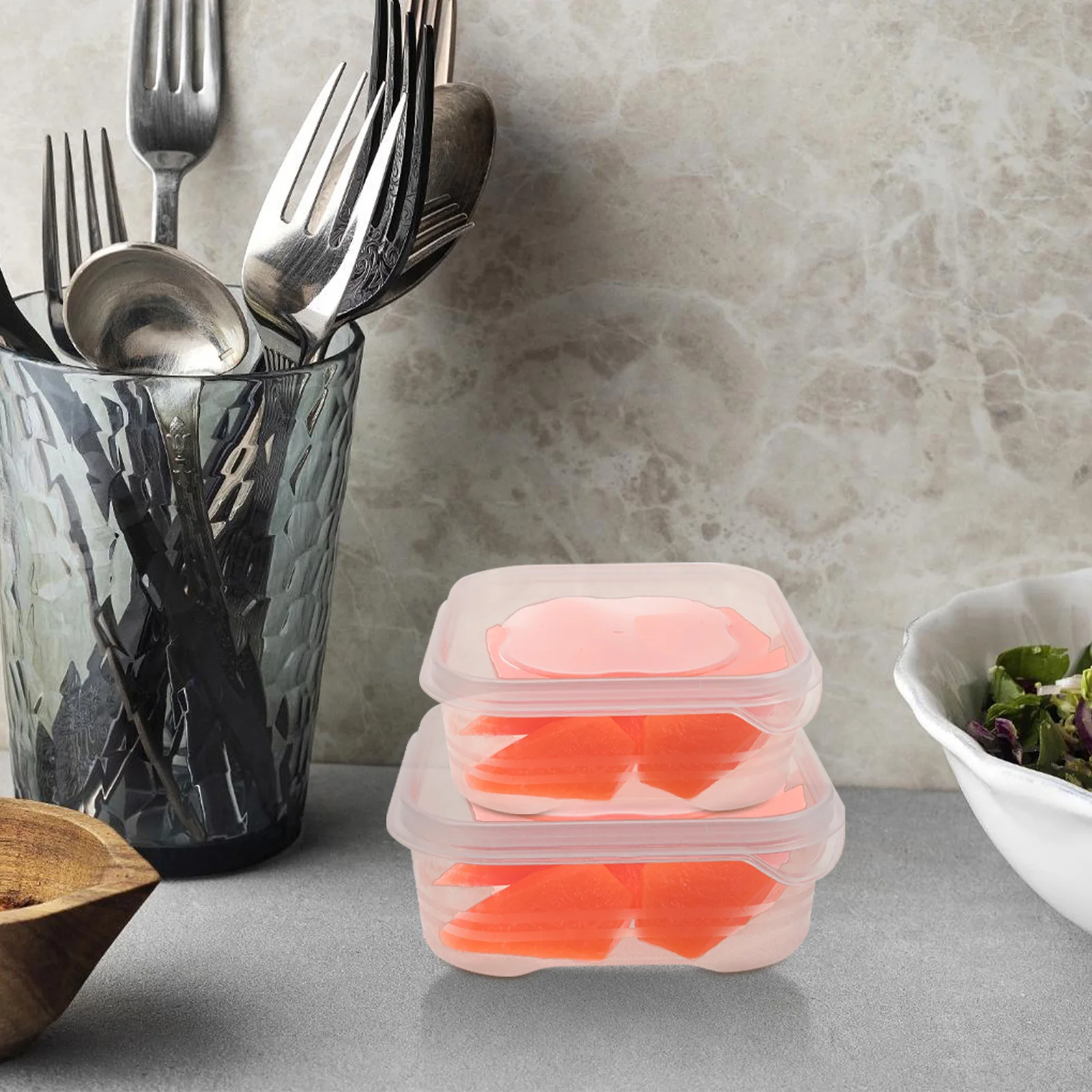 

4Pcs Food Preservation Box Vegetable Meat Fruit Fresh Storage Organizer Plastic Container Freezer Safe Fridge Box