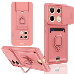 Sliding Camera Card Wallet Case for Infinix Hot 50 40 Pro Note 40 ProPlus 30 Pro Spark20 4G5G Car Mounted Magnetic Bracket Shell