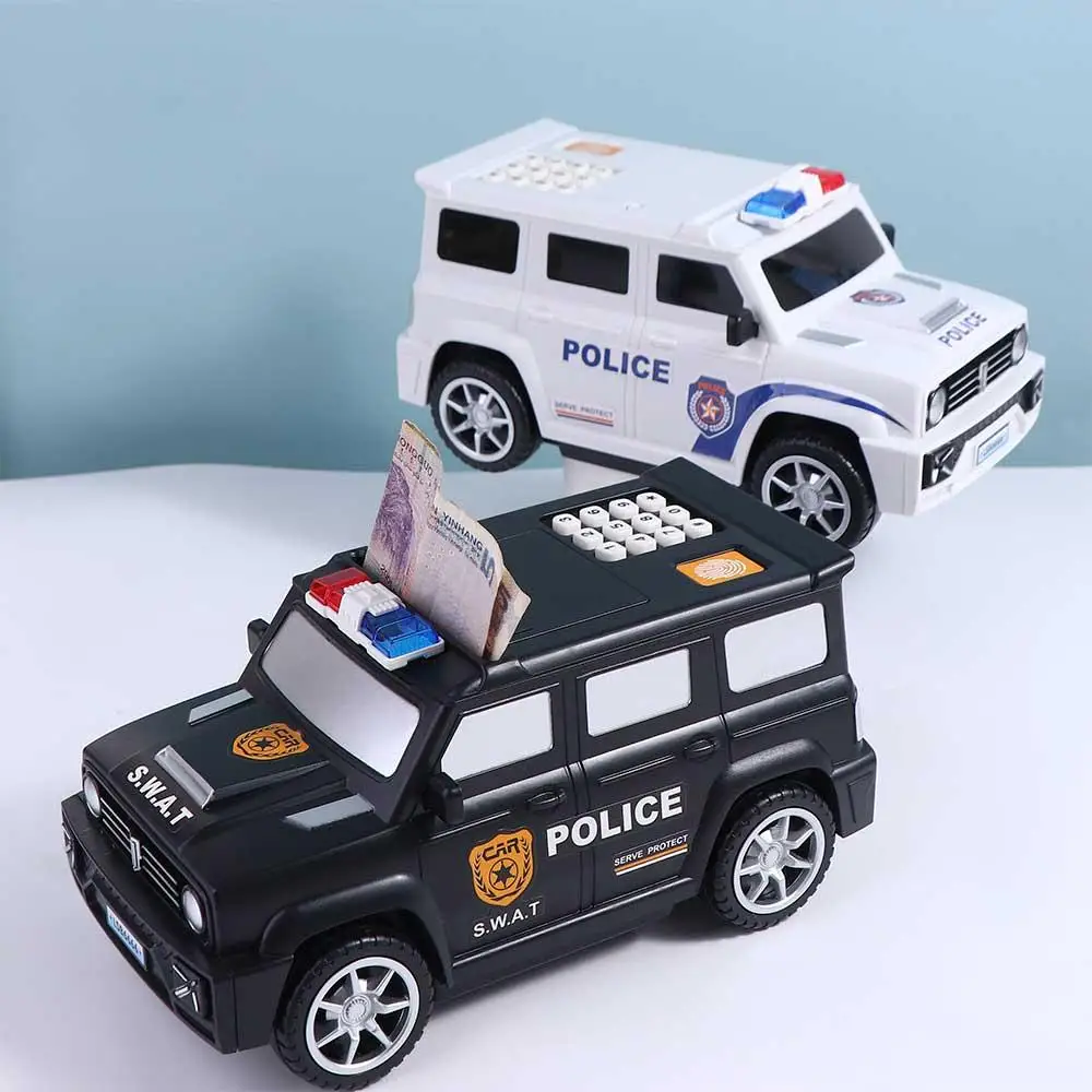 Fingerprint Password Saving Box para crianças, modelo de carro Piggy Bank, Money Saving Box, Swat Toys, presente para crianças