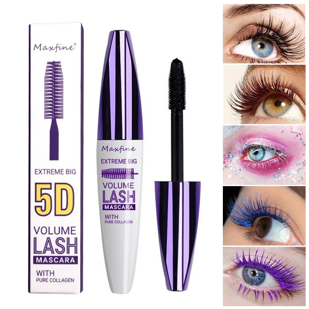 5 Colors Mascara Eyelashes Curling Extension Black Purple Blue White Mascara Non-smudge Waterproof Fast Dry Long-lasting Makeup
