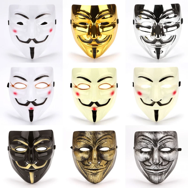 Movie Cosplay V for Hacker Mask Anonymous Guy Fawkes Halloween Christmas Party Gift for Adult Kids Film Theme Mask