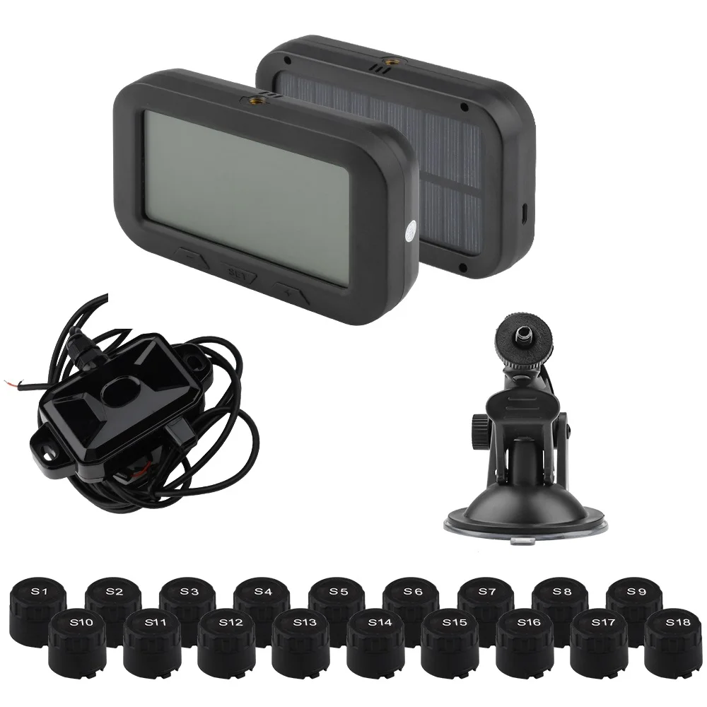 

Truck Bus Lorry Solar TPMS LCD Display Tire Pressure Monitor System Tyre Pressure Monitor 0-12bar With 8 10 12 18External Sensor