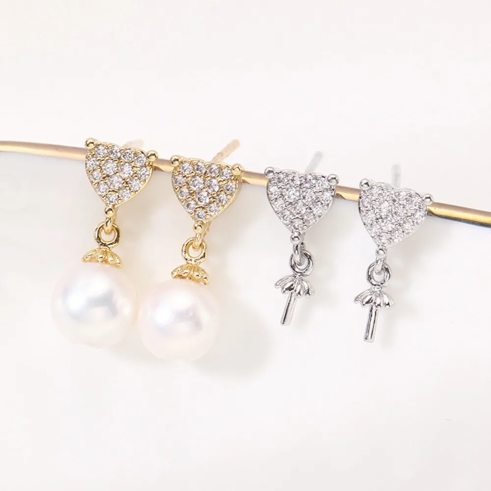 

6PCS S925 Sterling Silver Needle 18K Gold Wrapped Plated Brass Earring Settings Diy Jewelry Pearl Earrings Accessories