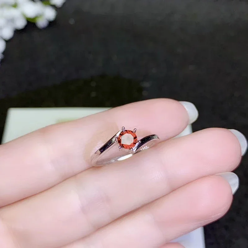 CoLife Jewelry Fashion Garnet Ring for Young Girl 5mm Naturak Wine Red Garnet Silver Ring 925 Silver Garnet Jewelry