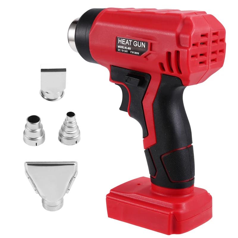 

360W Cordless Heat Gun Portable 400℃ Hot Air Gun With 4 Nozzle Fit For Milwaukee 18V Battery