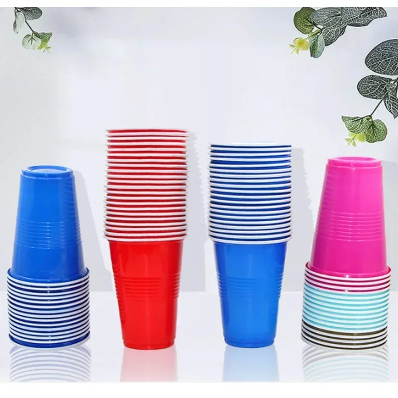 50pcs Disposable Plastic Cup Two-tone Pp Ping Pong Cup 16oz 500ml Beer Cup Party Game Solo Cup