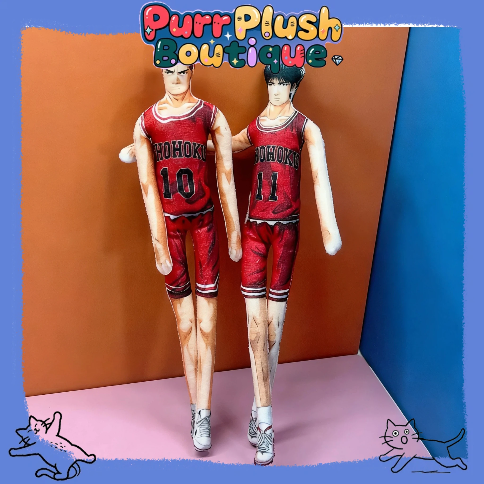 

28cm Sakuragi Hanamichi Rukawa Kaede Wire Doll Plush Stuffed Dolls Cotton Abstract Plushie Room Decoration Halloween Props