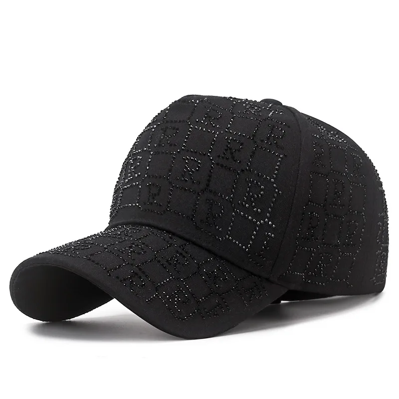 2024 Women\'s Fashion Rhinestone Letters Baseball Cap Sunscreen Sun-shading Duck Tongue Cap Street Shopping Leisure Rebound Cap