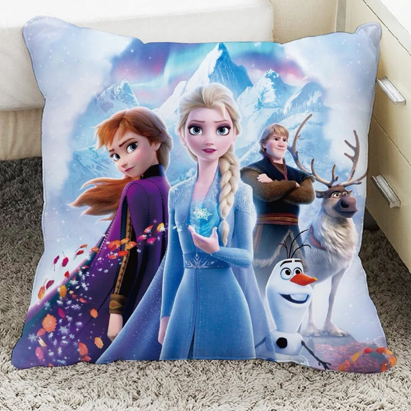 Disney-funda de almohada de Frozen para niñas, cobertor decorativo de almohada para cama, sofá, regalo de cumpleaños para niños, 40x40cm