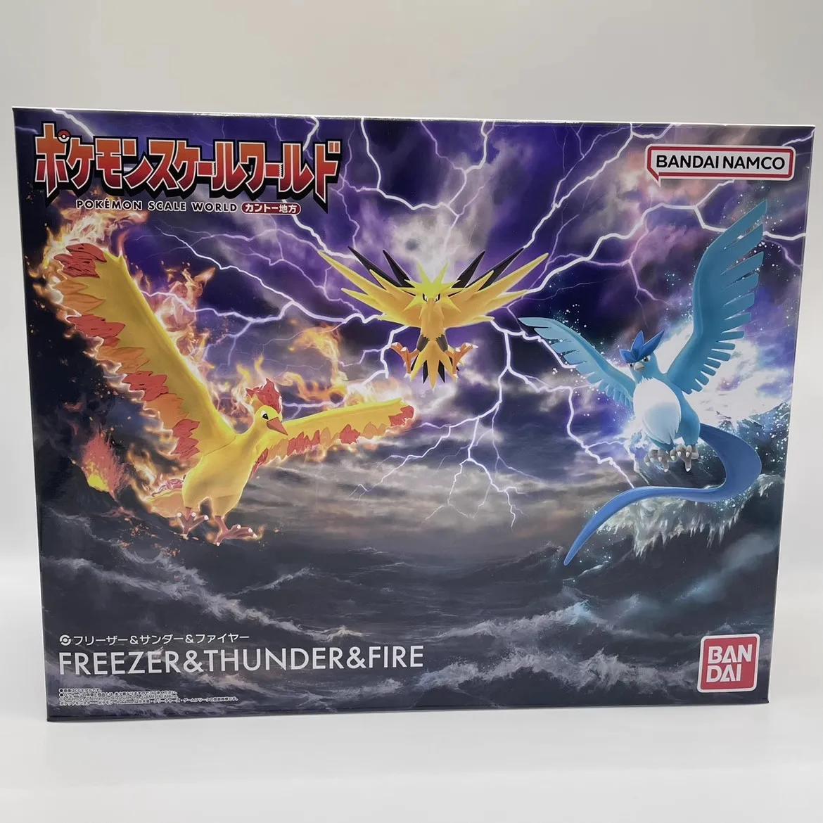 Original Bandai Pokemon Scale World Figure Kanto Region Articuno Zapdos Moltres Anime Action Figurine Model Toys For Kids Gift