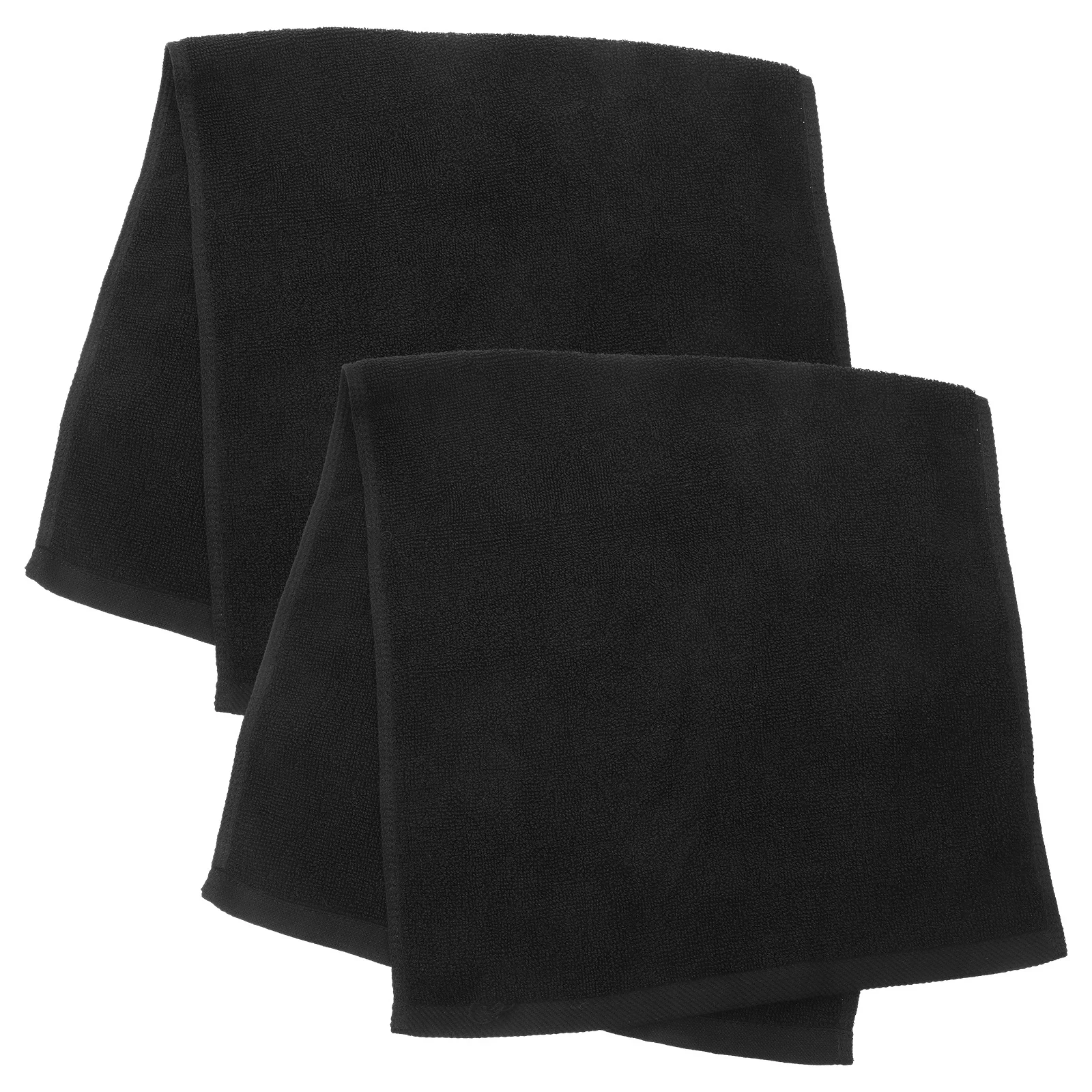 قطعتان من المناشف السوداء المصنوعة من القطن الخالص، مناشف الشعر سريعة الجفاف للنساء والكبار في الصالونات، تستخدم منشفة الشعر، منشفة قطنية للبالغين