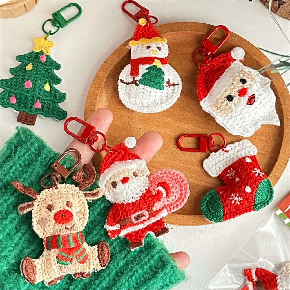 نسج عيد الميلاد المفاتيح قلادة شجرة عيد الميلاد ثلج الكرتون سانتا كلوز سلاسل المفاتيح عيد الميلاد ألعاب من نسيج مخملي معلقة الملحقات #1