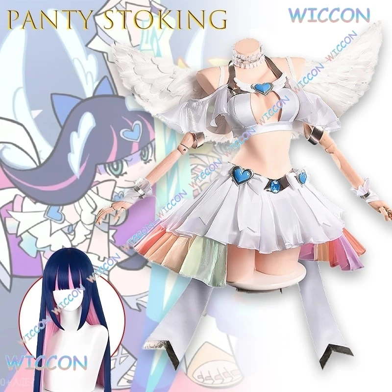 Yesok/Panty Stocing Garterbelt New Angel Transformation Cosplay Costume Women Sexy Uniform Jk Mini Skirt Outfit Disfraz Mujer