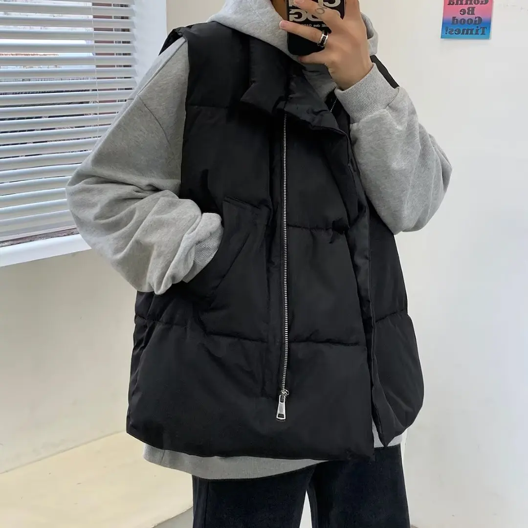 

Утепленная куртка без рукавов с воротником-стойкой в стиле Ins для мужчин, повседневная хлопковая куртка, весенне-осенний сезон, уличная мода, трендовый бренд