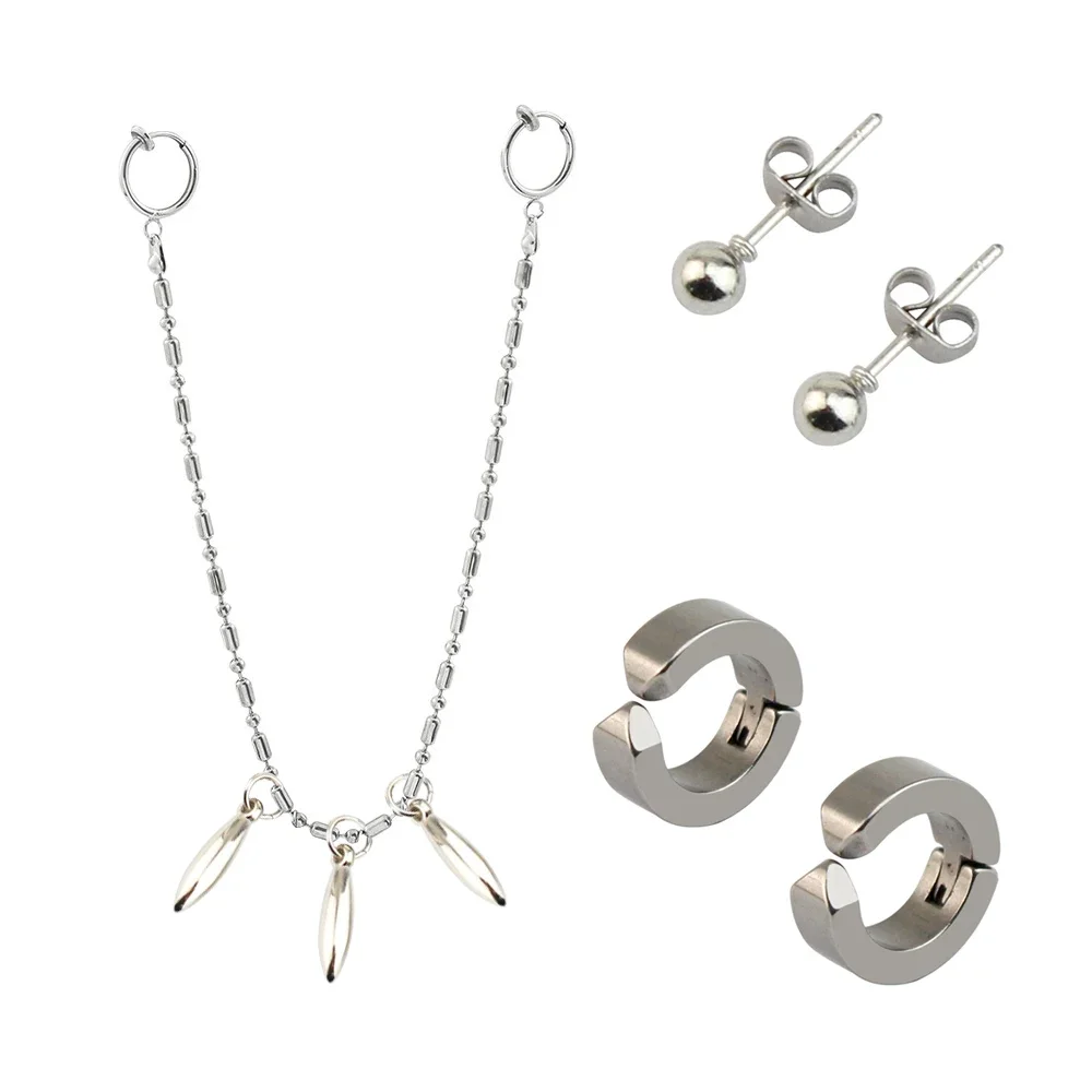 Anime Horimiya Miyamura Izumi Ear Clip Lip Chain Earring Stainless Steel Punk Earrings Cosplay Prop Accessories