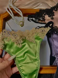 Sexy Glossy Lace Ice Silk Lingerie Panties Satin Plus Size Underwear Sexy Briefs