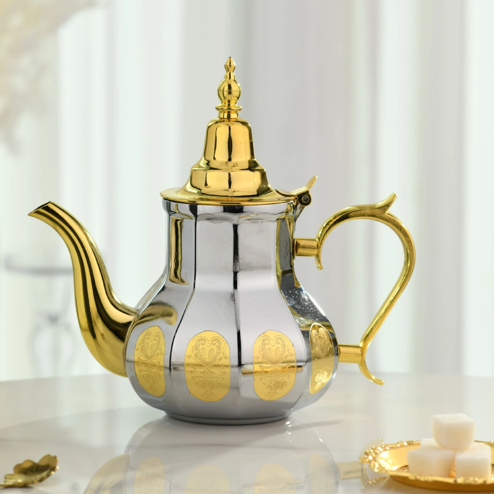 Classic Arabic Water Pour Kettle Portable Camping Boiler Thick Moroccan Style Hospitality Tea Pot
