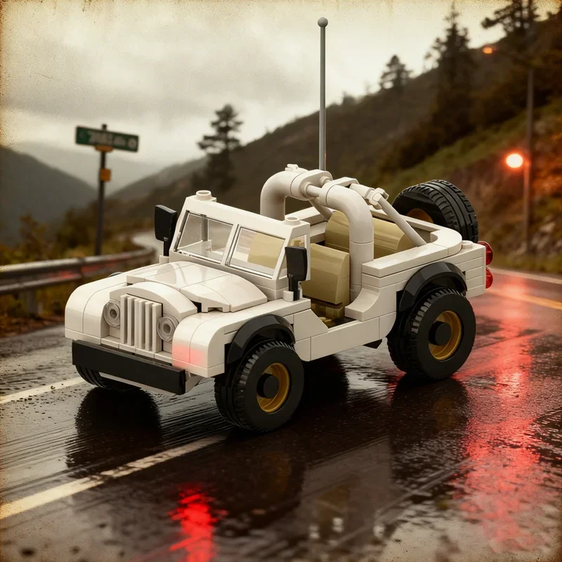202 Piezas MOC Jeep CJ 7 Daisy Duke S 8 City Champions, Bloques de Construcción de Modelos, Regalo de Navidad, Idea de Juguete Educativo DIY, Cumpleaños para Niños