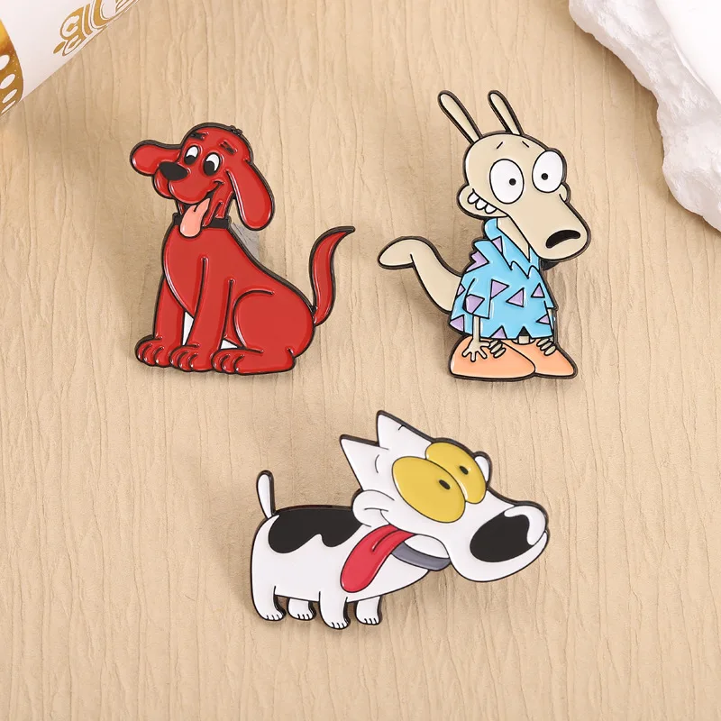 Animal Brooches Cartoon Tongue-out Spotted Dog Metal Badges Small Gifts Wholesale Brooch Lapel Pins for Backpacks Cap Pin Badge