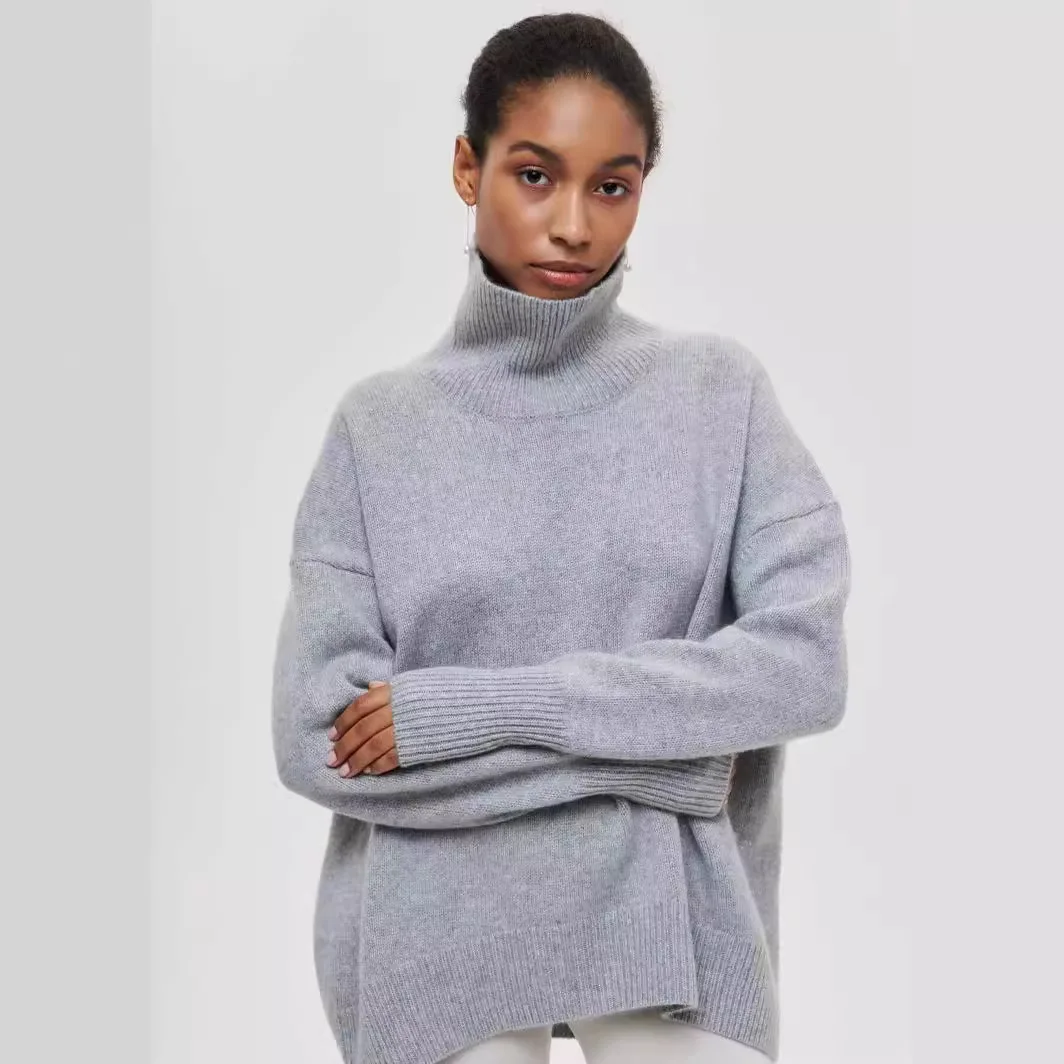 

Pullovers women sweater 2026 casual New solid color loose semi-high neck autumn winter warm sweater women's clothing