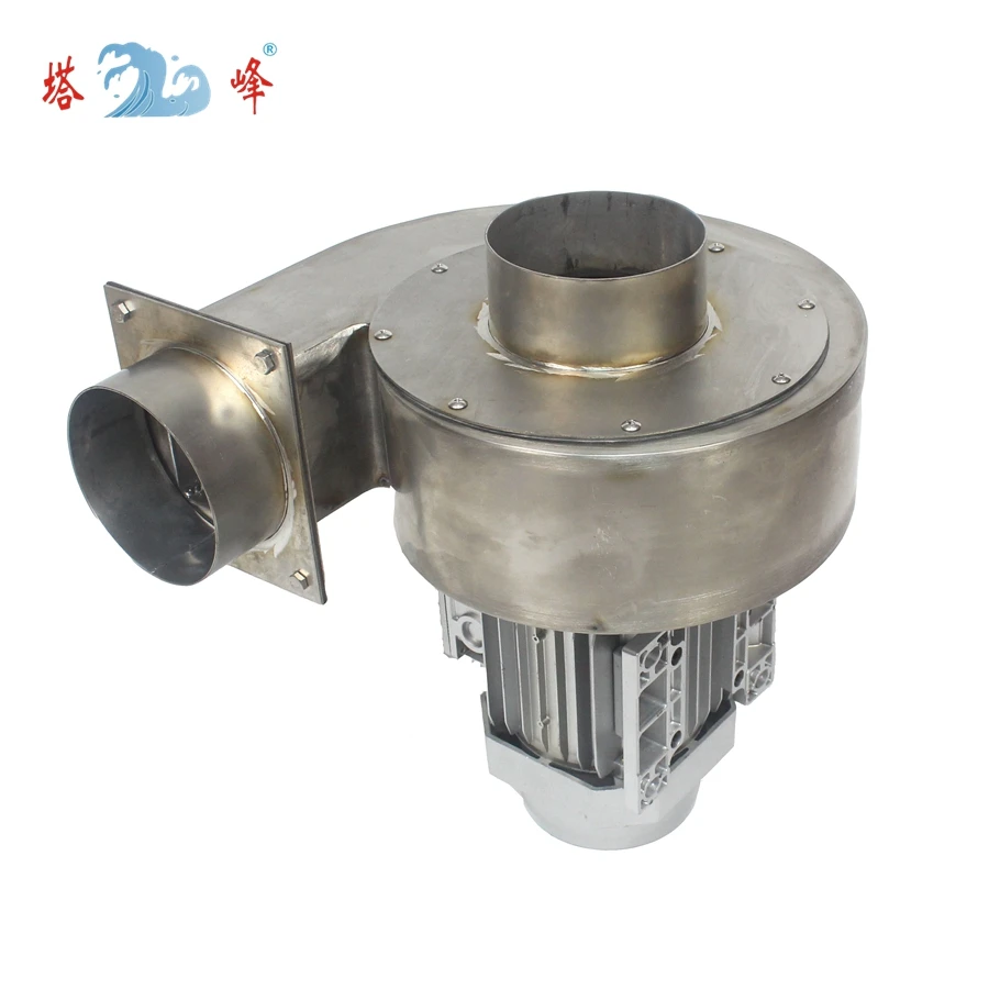 304 stainless steel 0.75kw 110mm diameterpipe industrial hot air steam resistant fan blower 380V with VFD