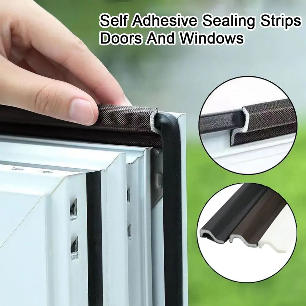 New Soundproof Foam Flat Window Sealing Strip 2 Meters Flexible Seal Stopper Self Adhesive S-shaped Weatherstrip Window