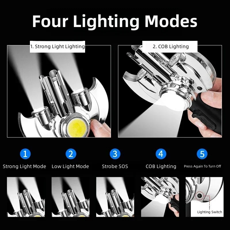 ولاعة غاز معدنية متعددة الأغراض على طراز السيف الضوئي، شعلة نفاثة قوية، ولاعة مقاومة للرياح في الهواء الطلق مع إضاءة COB #4