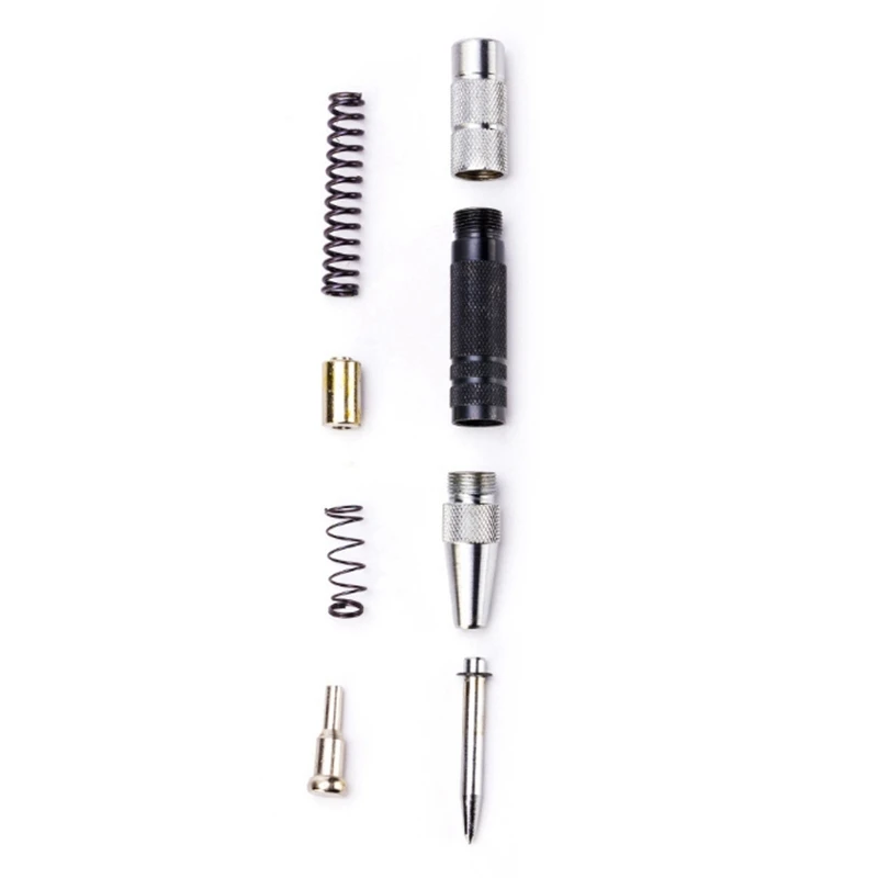 A23T 2Pcs Automatic Center Punch, Adjustable Spring Loaded Metal Drill Tool, One-Handed Operation, for Marking and Glass