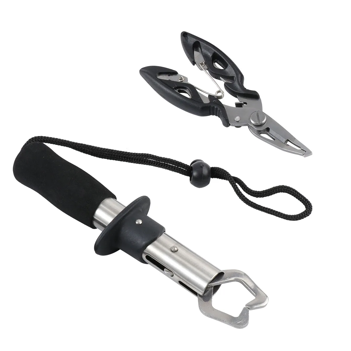 

2Pcs Fish Grip Set Multifunctional Luya Pliers Straight Handle Remove Hook Tackle Stainless Steel Fishing Tools