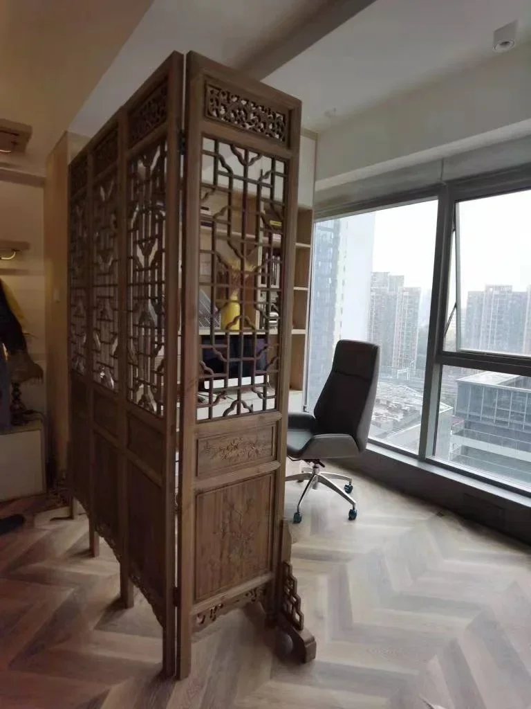 النمط الصيني شاشة قديمة غرفة المعيشة تقسيم الخشب الصلب الديكور طوي المحمول العتيقة شاشة شعرية مكتب شوان #5