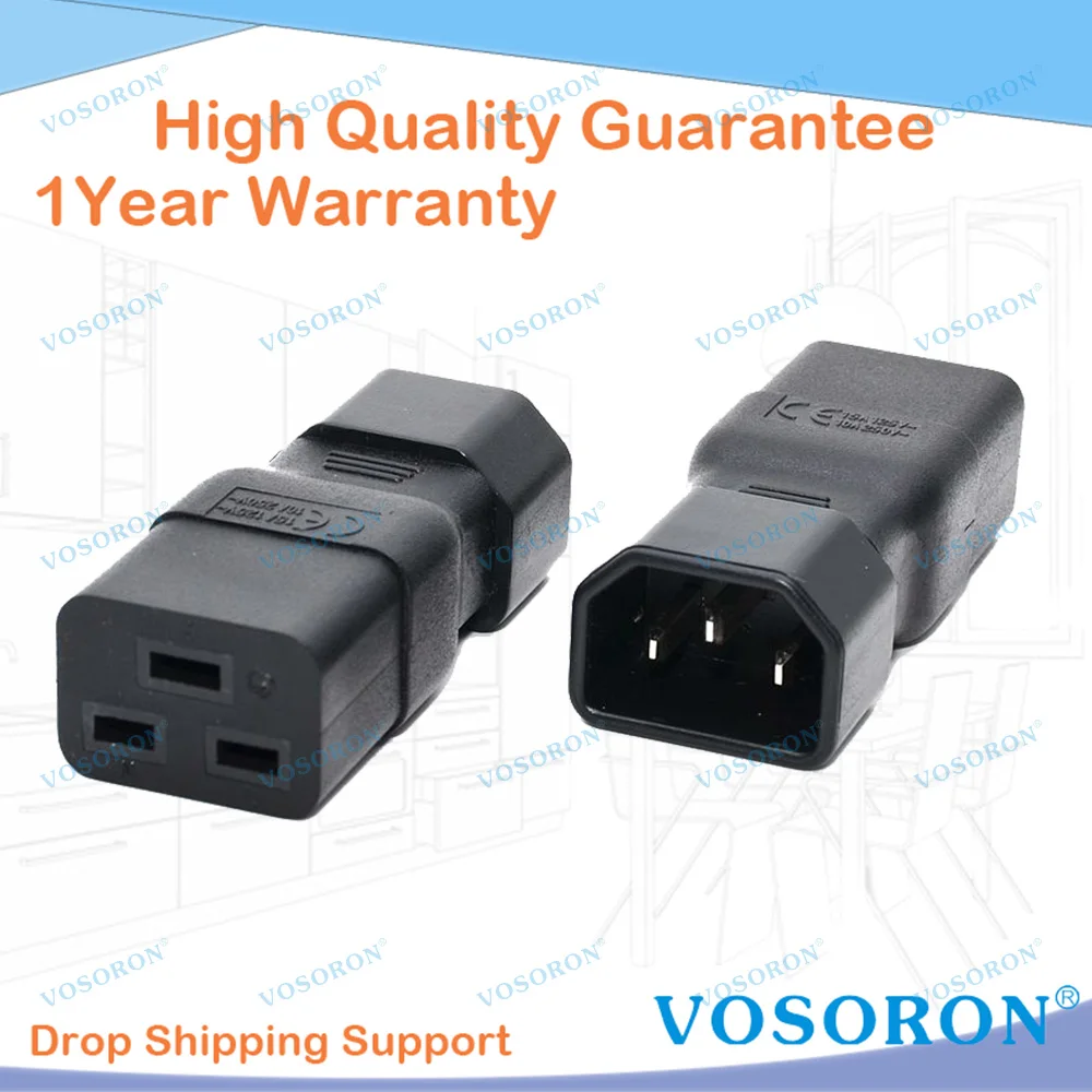 IEC 320 C14 to C19 AC Adapter, IEC 15A to 10A, 16A to 10A AC Converter, C19 16A to C14 10A Power Connector for PUD UPS