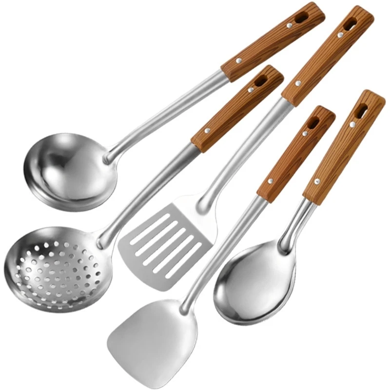 5Pcs Cooking Utensils set Kitchen Soup Ladles Cooking Tool Spatulas Colander With Handle Kitchen Utensils drop ship