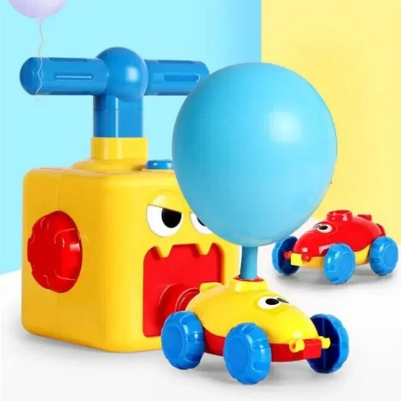 Aerodynamic Balloon Car Kids Inertia Air Balloon Power Car Pneumatic Vehicle Puzzle Press Type Balloon Inflated Glide Piggy Car