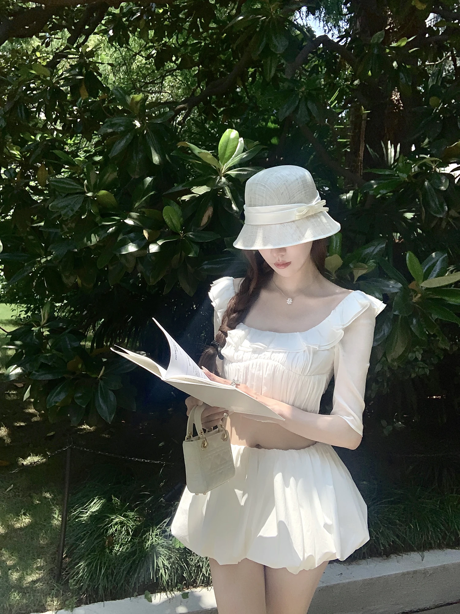 

Kubiliv Lily Girl Кружевное пуф с низкой талией Све U Ne Комплект из двух предметов Женская мода Весна Лето Осень Цветочный принт Dr