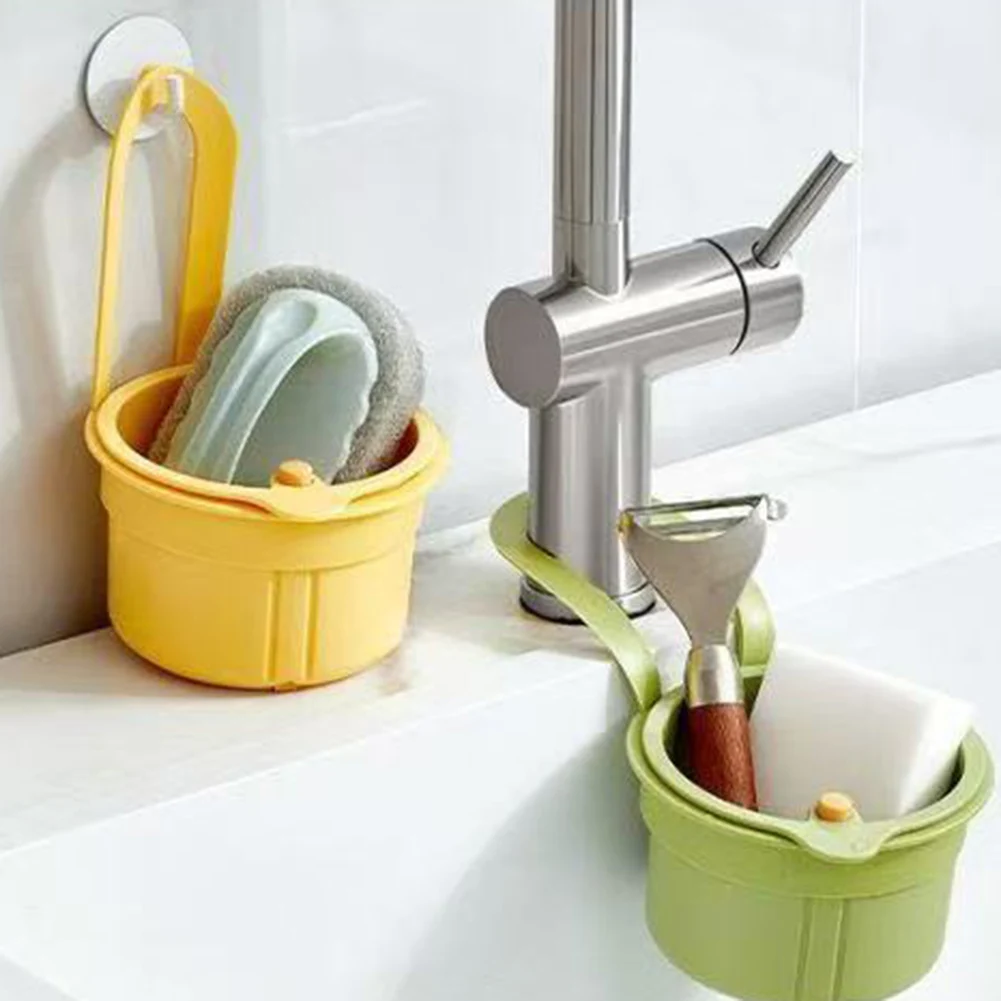 1pc Creative Kitchen Sink Hanging Strainer Basket  Detachable Openable Bottom Cover Kitchen Garbage Filter Quickly Drain Rack