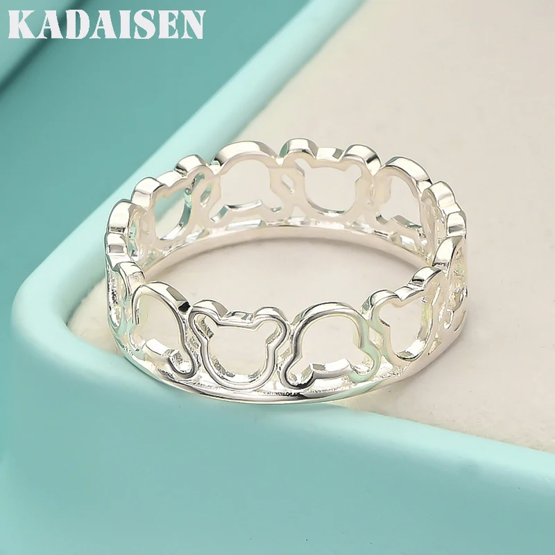 

Fine 925 Sterling Silver Hollow Bear 7-10# Ring For Women Wedding Engagement Fashion Charm Jewelry