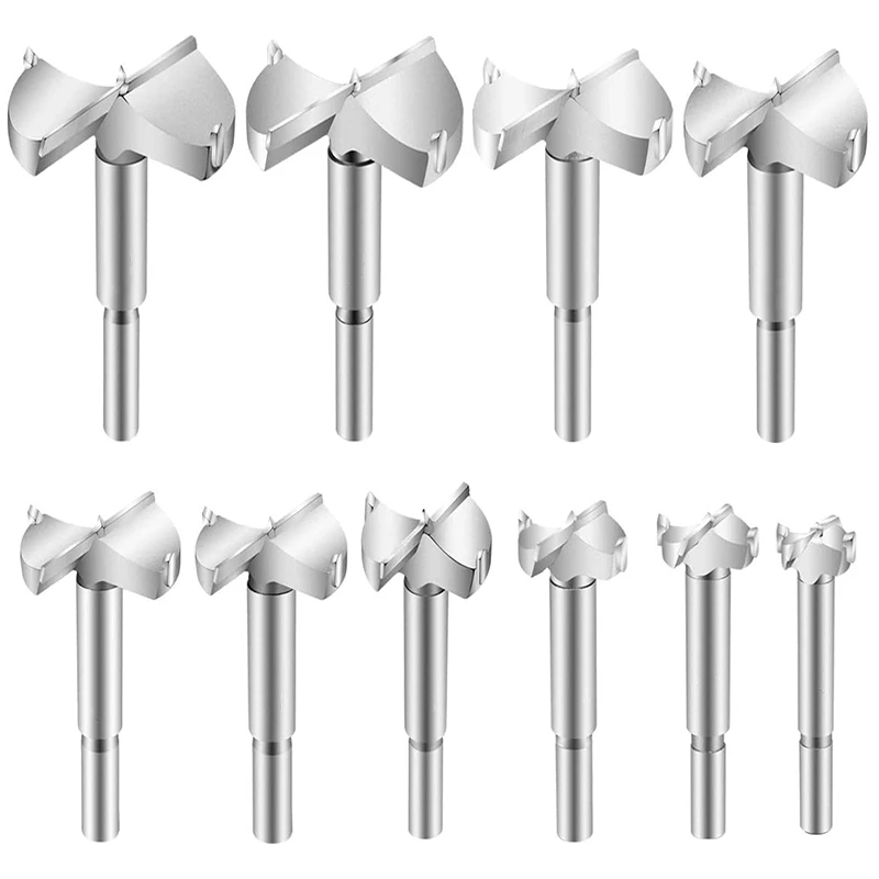 Set di punte da trapano Forstner da 10 pezzi Set di seghe a tazza noiose per legno Taglierina per la lavorazione del legno per compensato in plastica di legno 15mm-60mm