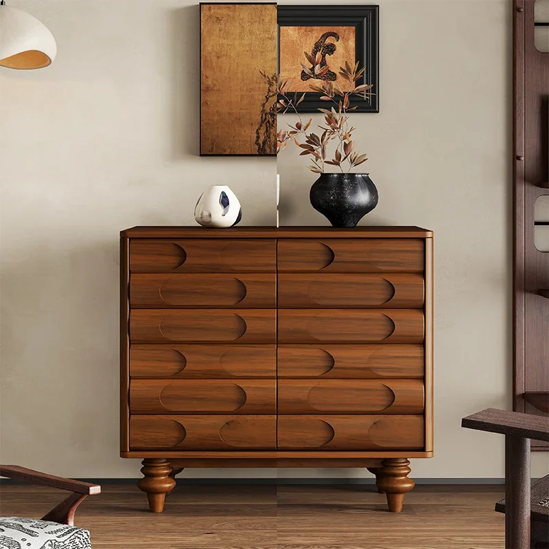 خزانة ملابس متوسطة لغرفة المعيشة، حذاء فرنسي عتيق من الخشب الصلب لتزيين غرفة المعيشة، أثاث منظم جانبي للشرفة #5