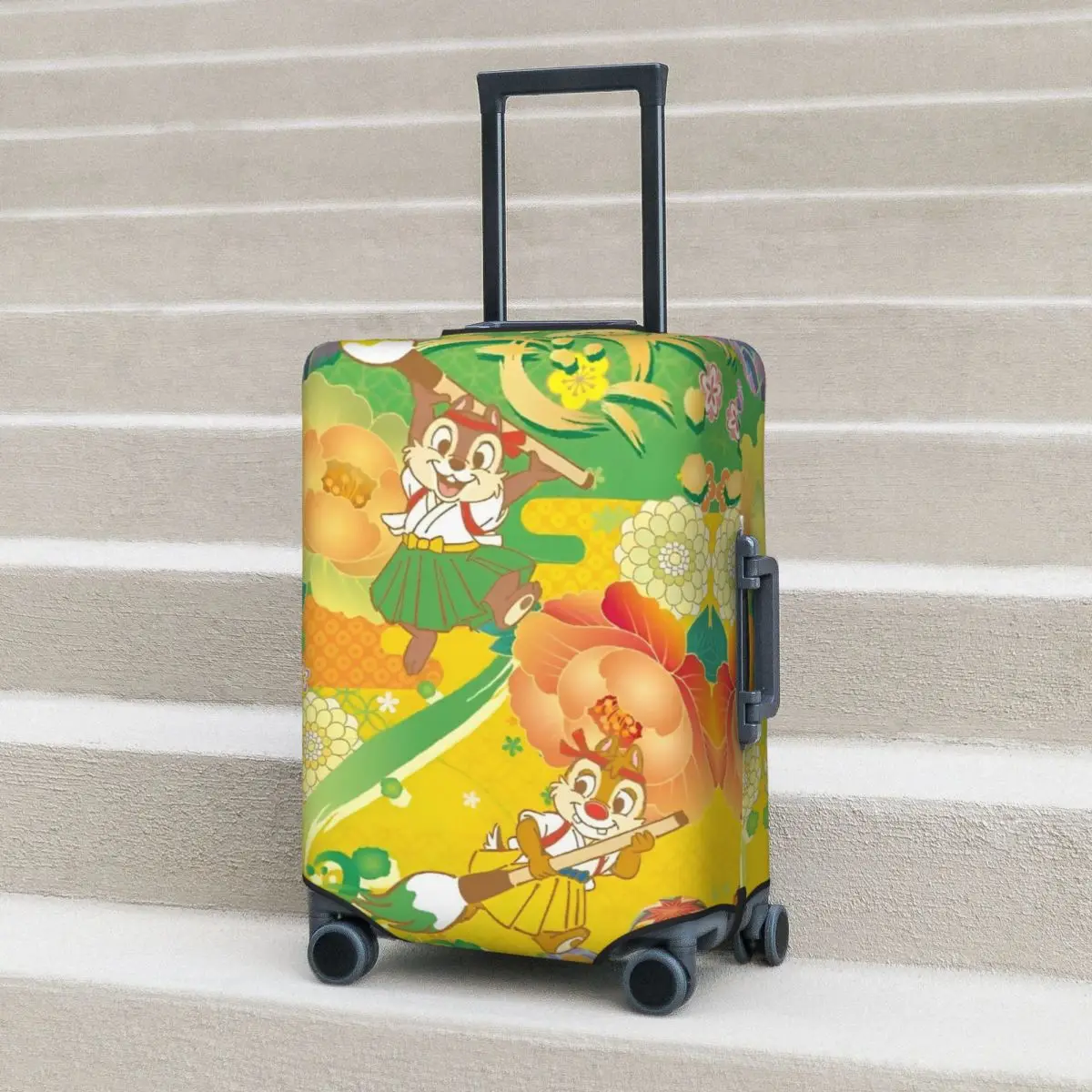 Happy Summer Chip 'n' Dale Suitcase Cover Animal Cartoon Holiday Cruise Trip Fun Luggage Case Protection