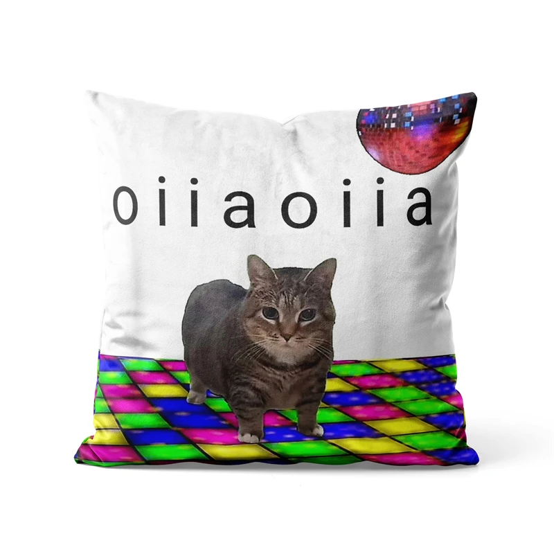 Gaslight Gatekeep Girlboss Oiia Oiia Spinning Cat Meme Funny Disco Throw Pillow Covers Cushion Cases Pillowcases 45cm x 45cm