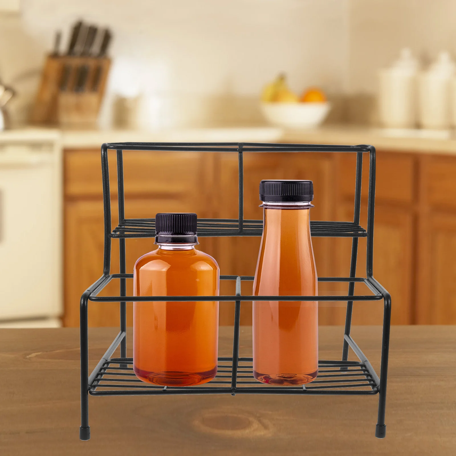 Heavy Duty Iron Syrup Rack for Coffee Bar Bottle Storage Multi Functional Organizer Shelf for Kitchen Bathroom Counter Use