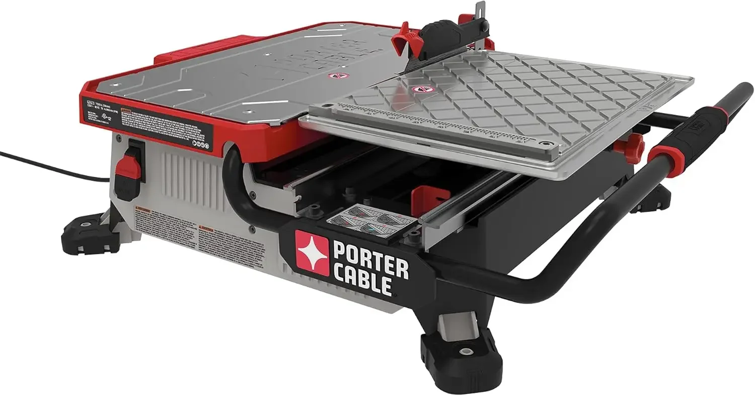 CABLE Tile Saw, Wet Saw with 7-inch Cutting Capacity and On-Board Cutting Guide (PCE980)