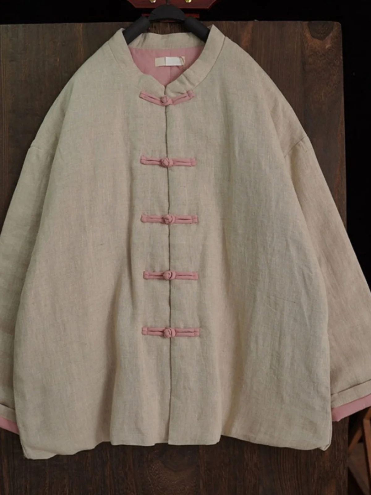 Retro chiński płaszcz zimowy damski z bawełny Sle Thiened, stójka, zapinany na guziki, zapewniający ciepło, długi rękaw, czysty...