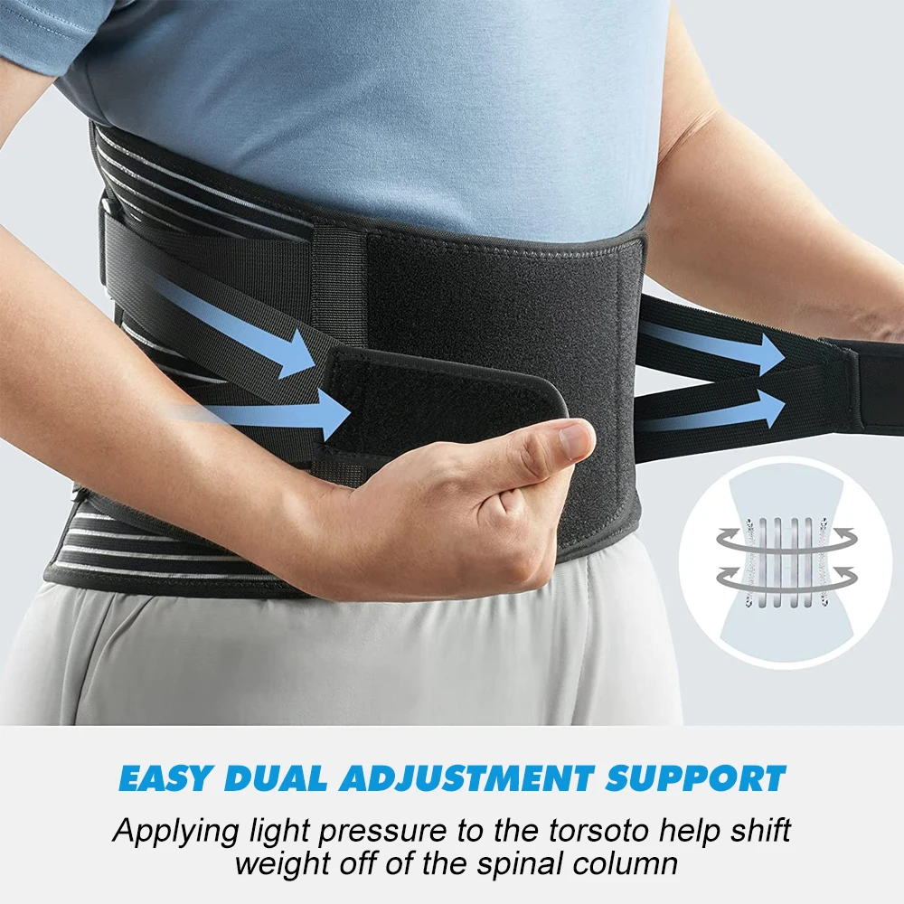 3XL Sports Double Pull Back Lumbar Support Belt Waist Orthopedic Corset Spine Decompression Waist Trainer Brace Back Pain Relief