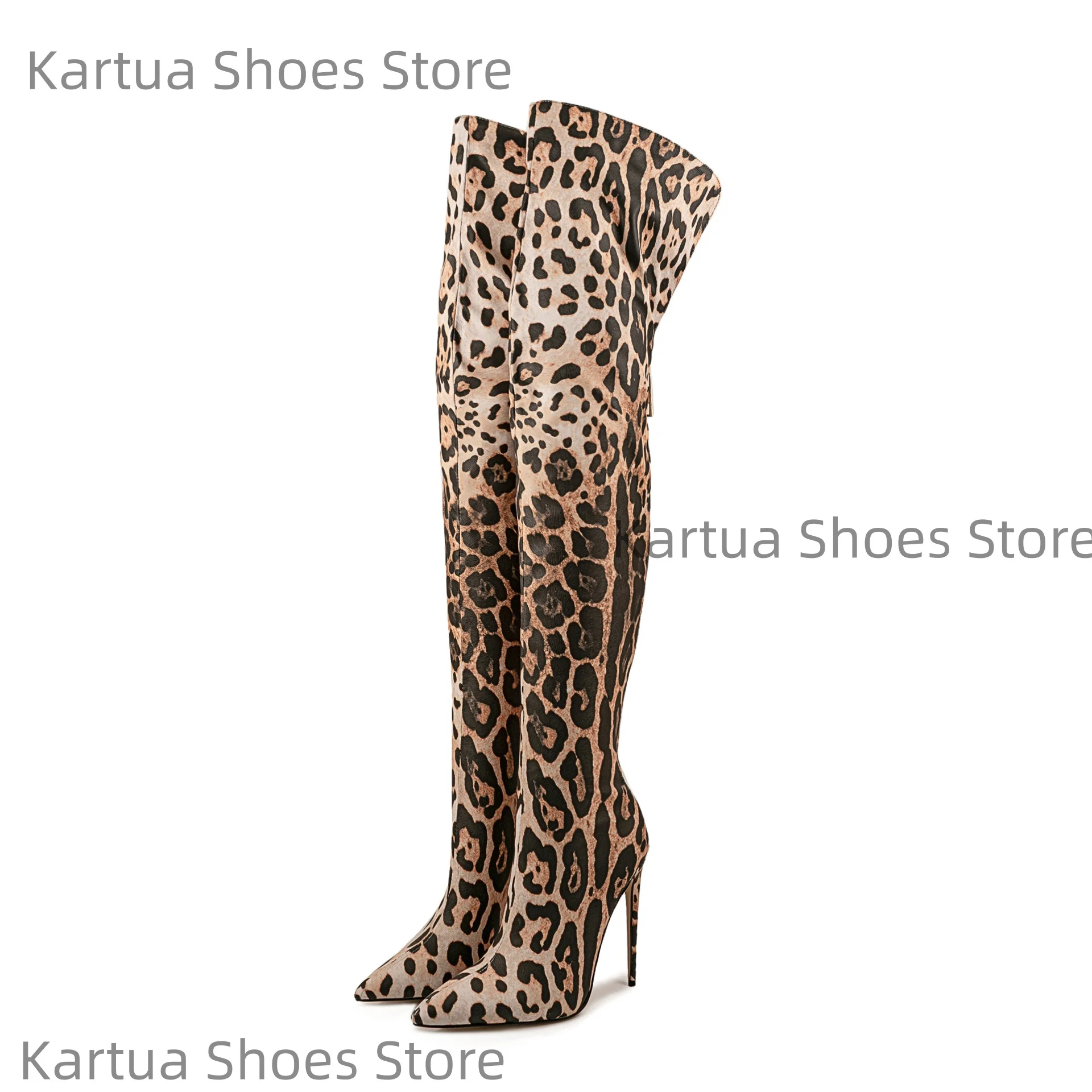 

Women's Leopard Print Over-The-Knee Boots Pointed Toe Stiletto Heel Design Elegant Sexy Party Daily Ladies Large Size Botas