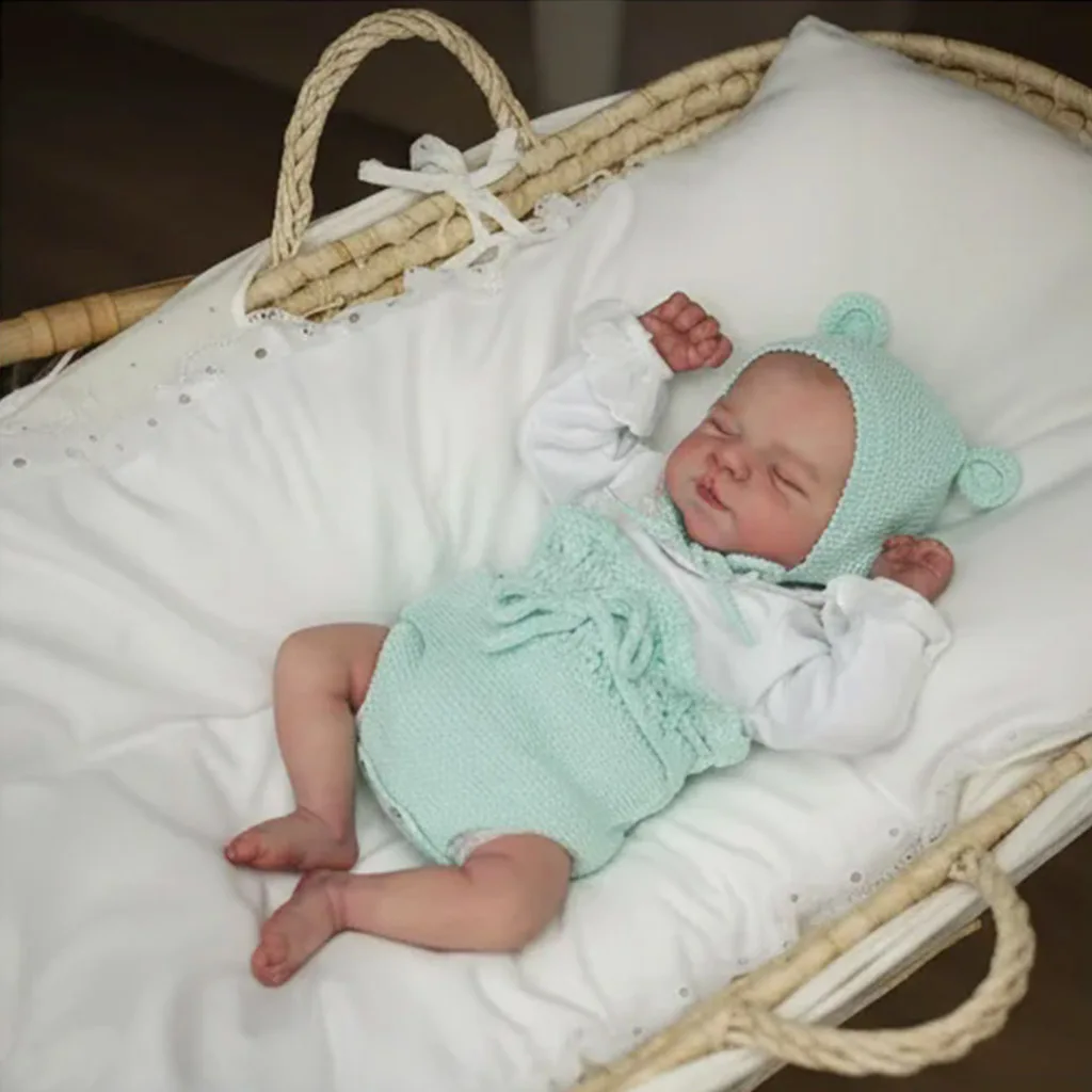 

Lifelike Newborn Pascale 19inch Sleeping Full Vinyl Body Reborn Baby Doll Multiple Layers Painting 3D Skin With Hand Paint Hair